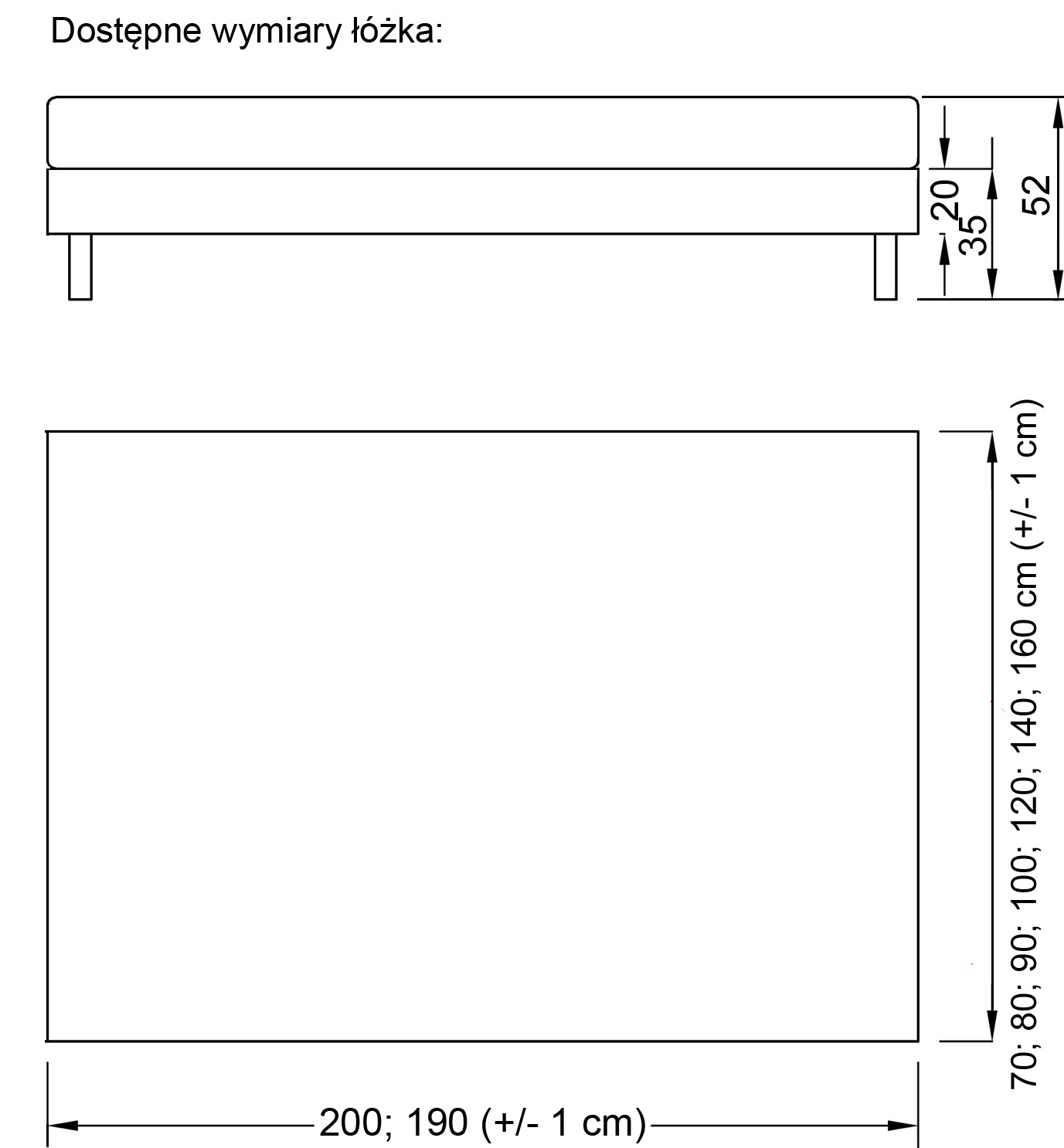 Wymiary łóżka hotelowego 80x200 cm